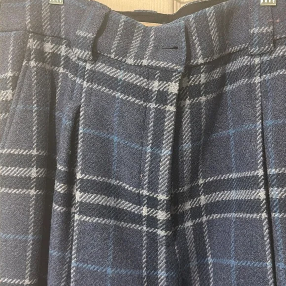 Sezane Theophile Blue Plaid Wide Leg Pants - Picture 3 of 6